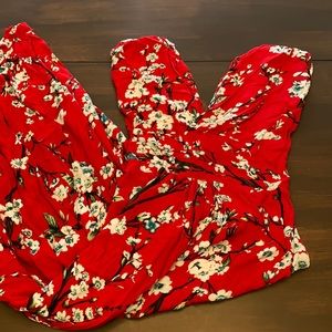 Ruby Rocks Red Cherry Blossom Maxi Dress XS